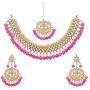 SANARA Indian Bollywood Traditional Pink Kundan and Pearl Made Bridal Designer Jewelry Choker Necklace Set for Women & Girl Jewelry