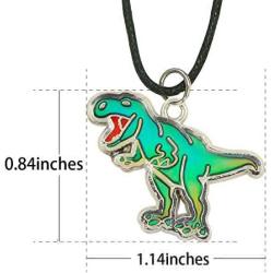 Fun Jewels Handmade T-Rex Dinosaur Pendant Color Change Mood Necklace For Boys Girls Animal Jewelry