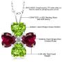 Gem Stone King 925 Sterling Silver Green Peridot and Red Created Ruby Pendant Necklace For Women (3.58 Ct Heart Shape, Gemstone Birthstone with 18 Inch Silver Chain)