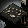 Yalice Dainty Layered Blue Evil Eye Pendant Necklace Chain Crystal Star Dangle Necklaces Water Drop Jewelry for Women and Girls