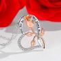 Step Forward Angel Wing Heart Necklace for Women Sterling Silver, Pendant Necklaces for Girls Forever in My Heart Theme Gifts Jewelry