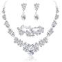 LOYALLOOK Rhinestone Crystal Bridal Costume Jewerry Set for Women Bridesmaid Gifts Floral Teardrop Bridal Necklace Earrings Bracelets Set for Wedding