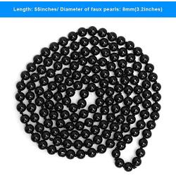 CrazyPiercing Faux Pearls Beads Necklace, Glass Strand Beads Necklace Chain, 1920s Fashion Imitation Pearls Long Necklace Vintage Costume Jewelry Necklace 55'' Diameter of Pearl 0.32'' for Women Girls