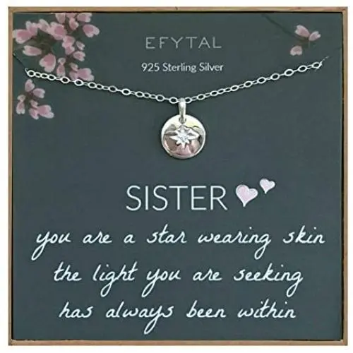 EFYTAL Sister Gifts from Sister, 925 Sterling Silver Star Necklace, Birthday Jewelry Gift Necklaces for Sisters, Best Friend EFYTAL Sister Gifts from Sister, 925 Sterling Silver Star Necklace, Birthday Jewelry Gift Necklaces for Sisters, Best Friend