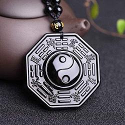 Handmade natural obsidian auspicious wealthy mother elephant jade pendant necklace