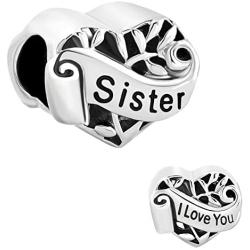 CharmSStory I Love You My Wife Sister Grandma Heart Sterling Silver Beads Charm For Bracelets