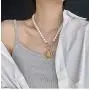 Pearl Pendant Necklace for Women,Y2k Fashion Pearls Strand for Egirl Eboy,Dainty Cute Smiley Toggle Necklace Jewelry for Women Girls