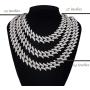 SONGCHANGJEWELRY Iced Out Chain Necklace for Men - Cuban Link Chain Necklace with Full Rhinestone 11MM/15MM/25MM Miami Choker Necklace Shining Hip Hop Accessories for Nightclub, Party, Daily
