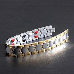 Stainless Steel Magnetic Bracelet- Arthritis Pain Relief & Carpal Tunnel Relief Magnetic Therapy Bracelets for Men (Silver & Gold)