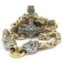 Gungneer Viking Thor Hammer Pendant 18k Gold Plated Stainless Steel Dragon Head Byzantine Chain Necklace Asatru Pagan Jewel