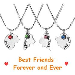 SIVITE Best Friends Forever and Ever Necklace with Crystal Broken Heart Charm Pendant Set Friendship Necklace