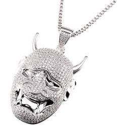 VANAXIN Devil Skull Pendant Necklace Evil Mask for Men Women AAA Iced Out CZ Inlay Jewelry Punk Hip Hop