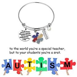 BAUNA Autism Teacher Appreciation Gifts Special ED Teacher Bracelet to The World Youre a Special Teacher But to Your Students Youre a Star