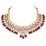 Aheli Ethnic Maroon Drop Beads Faux Kundan Necklace Earrings Bollywood Indian Fashion Party Jewelry Set for Women