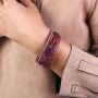 FANCY SHINY Leather Wrap Bracelet Boho Cuff Bracelets Crystal Bead Bracelet with Magnetic Clasp Jewelry Gifts for Women Teen Girls