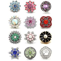 LOVGLISTEN 12pcs 20mm Snap Button Chunk Jewelry Charms Snap Bracelet Accessories for Women