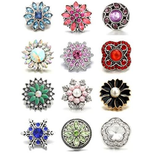 LOVGLISTEN 12pcs 20mm Snap Button Chunk Jewelry Charms Snap Bracelet Accessories for Women