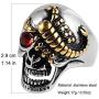 HZMAN Punk Rock Ruby Eyes Scorpion Skull Ring for Men Women Retro Gothic Stainless Steel Jewelry