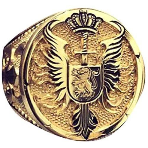 Lion Ring for Men, Norse Viking Lion Head Ring, Gold Lion Crown Ring, Gothic Sword Shield Wing Ring, Hip Hop Lion Signet Ring, Vintage Lion Totem Amulet Ring, Punk Animal Lion Jewelry Gift