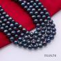 JYX Pearl Long Strand Necklace 8mm White/Black Flat Round Freshwater Pearl Necklace Sweater Necklace 48''