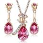 EMESLY Rose Gold Plated Angel Wing Love Heart Earrings & Necklace Set, Nickel & Lead Free, Hypoallergenic Long Lasting Finish; Perfect Jewelry Gift for Women & Girls