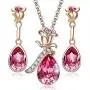 EMESLY Rose Gold Plated Angel Wing Love Heart Earrings & Necklace Set, Nickel & Lead Free, Hypoallergenic Long Lasting Finish; Perfect Jewelry Gift for Women & Girls