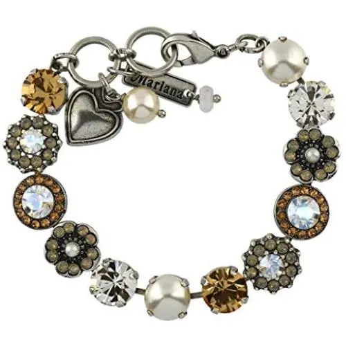 Mariana Jewelry Champagne and Caviar Bracelet, Silver Plated with Crystal, Nature Collection MAR-B-4045_1 3911 SP