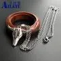 Davitu Mens Bull Skull Head Stainless Steel Chain and Alloy Pendant Casting for Men Necklace Jewelry - (Metal Color: Imitation Rhodium Plated)