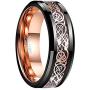 NUNCAD Mens 8mm Black Tungsten Carbide Wedding Ring Celtic Tungsten Ring Celtic Dragon Inlay Polished Finish Size 5-15