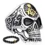Gungneer Mason Skull Ring Stainless Steel Biker Accessory Gothic Style Signet Freemason Jewelry Gift for Men
