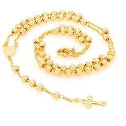 LIFETIME JEWELRY Small Rosary Necklace [ Prayer Beads ] 24K Real Gold Plated