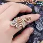 Womens Mens Ring Colorful Imitation Crystal Peacock Ring Tide Three-Dimensional Hollow Retro Index Finger Jewelry Wedding Party Ring Women