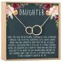 Dear Ava Daughter Necklace: Gift for Daughter, Daughter Jewelry, Mother Daughter, 2 Asymmetrical Circles (Rose-Gold-Plated-Brass, NA)