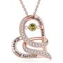 TOUPOP Infinity Heart Necklace with Beating Birthstone Sterling Silver I Love You Always and Forever Pendant Necklace Mothers Day Jewelry Gifts for Women Mom Friend Wife Birthday
