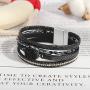 FANCY SHINY Leather Wrap Bracelet Boho Cuff Bracelets Crystal Bead Bracelet with Magnetic Clasp Jewelry Gifts for Women Teen Girls