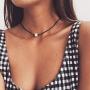 KWHY 4PCS Gold Layered Necklace for Women Girls Long Choker Chain Y Necklace Bar Feather Pendent Necklace Sets
