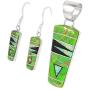 925 Sterling Silver Matching Pendant & Earrings Set with Genuine Turquoise & Gemstones 20'' Necklace