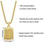 MEMGIFT 18K Real Yellow Gold Initial Letter Men Necklace Rectangle Capital Pendant Monogram A-Z Stainless Steel Box Chain 22inch Unique Trendy Fashion Handmade Fancy Personalized Women Jewelry