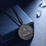 beautlace Evil Eyes Triangle Necklace Silver/18K Gold/Black Gun Plated Round Coin Pendant Jewelry Gifts for Men and Women KP0140