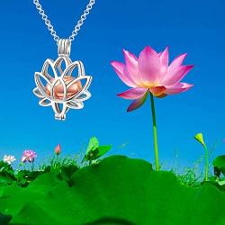 YWN Sterling Silver Cremation Jewelry for Ashes - Lotus Flower Pendant with Mini Keepsake Urn Memorial necklace for ashes of loved one