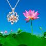 YWN Sterling Silver Cremation Jewelry for Ashes - Lotus Flower Pendant with Mini Keepsake Urn Memorial necklace for ashes of loved one