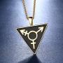 beautlace LGBT Necklaces/Stud Earrings/Set Silver/18K Gold/Black Gun Plated Triangle Pendant Gay & Lesbian Pride Jewelry Set for Men and Women
