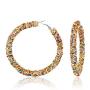 4 Pairs Glitter Hoop Earrings Bohemian Sparkle Resin Rhinestone Crystal Wrapped Geometric Big Round Circle Shiny Dangle Earrings Goldplated Scrub Drop Earring for Women Girls Wedding Party Jewelry