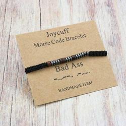 Joycuff Inspirational Morse Code Bracelet for Women Secret Message Wood Beads with Cord Jewelry Birthday Christmas for Her Mother Grandmother