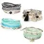 Finrezio 4 Sets Bohemian Beaded Bracelets for Women Multilayer Stretch Stackable Bracelet Set Multicolor Jewelry