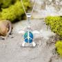 Honolulu Jewelry Company Sterling Silver Turtle Necklace Pendant Peace Sign with Simulated Blue Opal and 18'' Box Chain