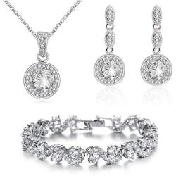 Crystalline Azuria Jewelry Sets for Women - Premium Wedding Jewelry Sets - Bridal Jewelry Set with Necklace and Earring for Bride - Cubic Zirconia Bridesmaid Jewelry - Fashion Prom Costume Jewelry