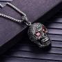 NEHZUS Halloween Jewelry Mens Gothic Skull Stainless Steel Pendant Necklaces 23.62 Inches Chain
