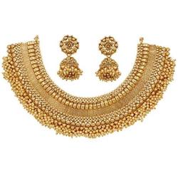 Ratna creation SANARA Bollywood Traditional South Indian Women Wedding Pearl Choker Necklace Earring Set Wedding Partywear Jewelry