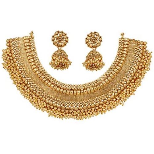 Ratna creation SANARA Bollywood Traditional South Indian Women Wedding Pearl Choker Necklace Earring Set Wedding Partywear Jewelry